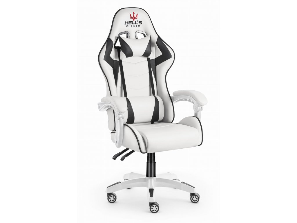 Herná stolička Hell's Chair HC-1007 White Black White - Hexim.sk