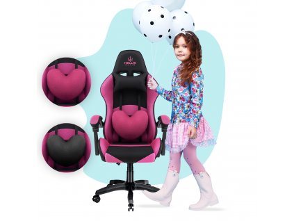 Herné kreslo Hell's Chair Rainbow KIDS Pink Black Fabric