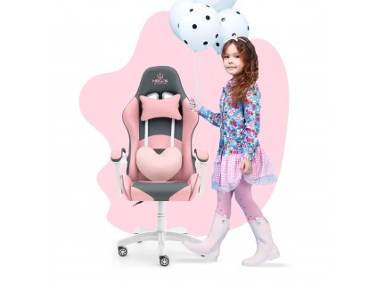 Herné kreslo Hell's Chair Rainbow KIDS Pink Pink Grey