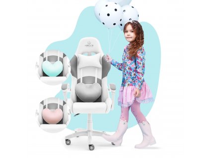 Hell's Chair Rainbow KIDS herná stolička White Grey Pink Mint