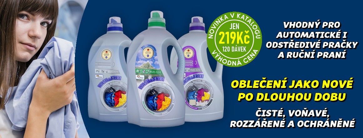 NOVINKA - WASH&FREE Prací gel 4,8L = 5kg (120dávek)