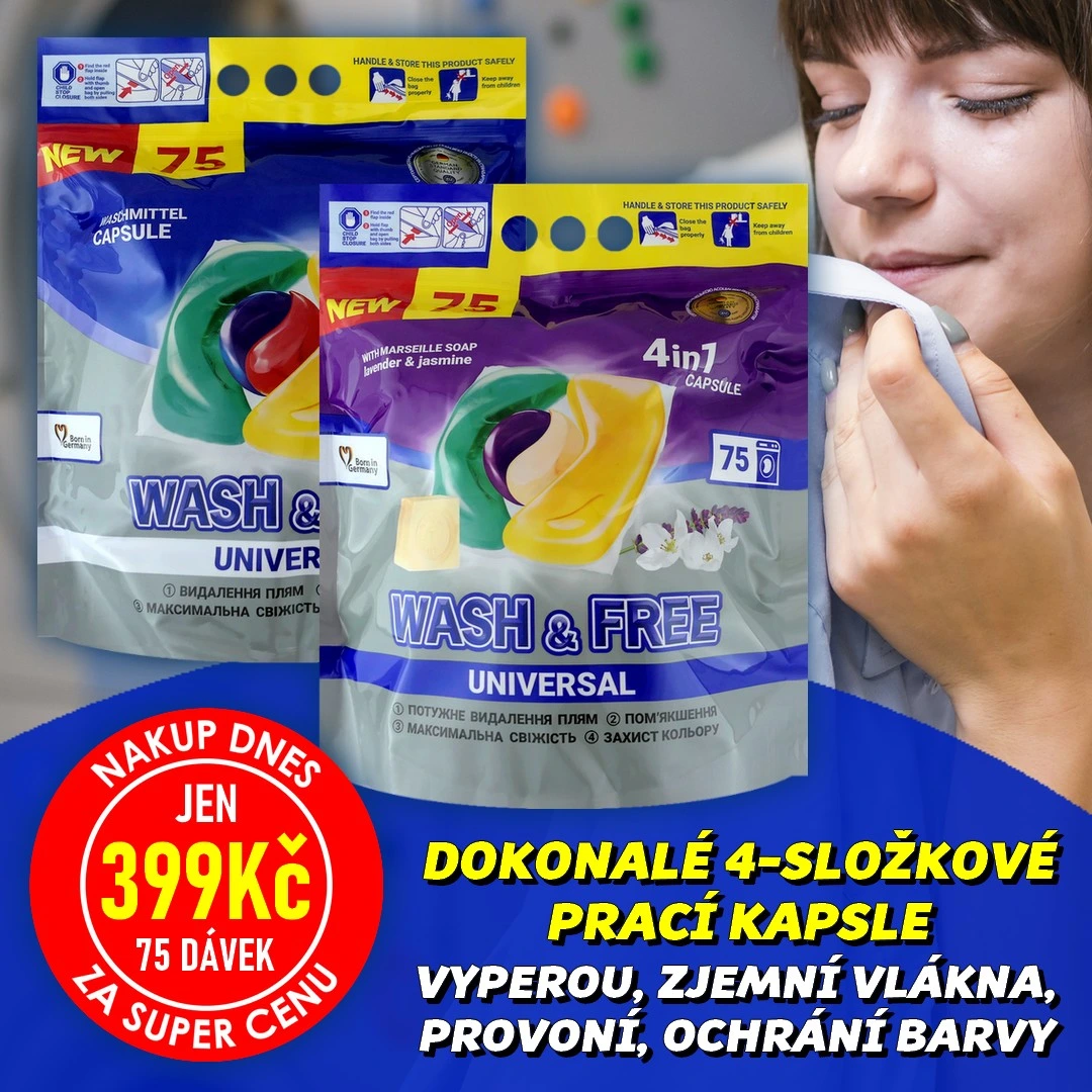 NAKUP DNES - WASH&FREE Prací kapsle 75ks