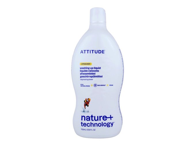 attitude nature technology washing up liquid 700ml citrus zest
