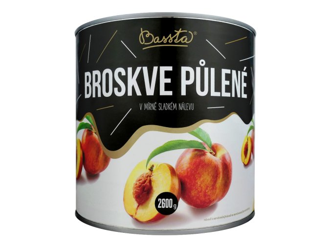 bassta broskve pulene v mirne sladkem nalevu plechovka 2600g