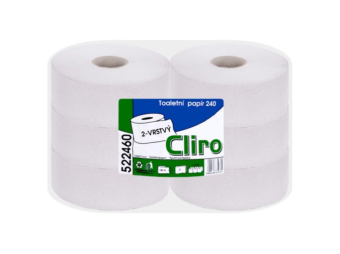 cliro jumbo 240 toaletni papir 2 vrstvy 6roli obal