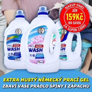 💥 NAKUP DNES ZA SUPER CENU 😉👍 PROWASH WASHING GEL Prací gel 4kg (100dávek) ✨🌸💦👕 VELKÝ HUSTÝ NĚMECKÝ PRACÍ GEL odstraní z...