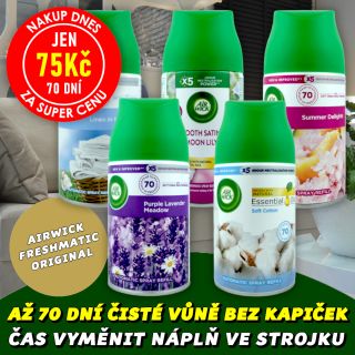 💥 NAKUP DNES ZA SUPER CENU 🌸💦❌ AIRWICK FRESHMATIC Osvěžovač vzduchu - náplň 250ml Oblíbený osvěžovač vzduchu AIRWICK ve...