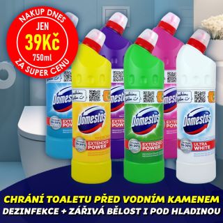 💥 NAKUP DNES ZA SUPER CENU 🚽✨🌸 DOMESTOS Tekutý dezinfekční a čistící přípravek 750ml DOMESTOS EXTEND POWER - Domestos...