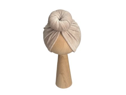 Turban Donut velúr béžová piesková