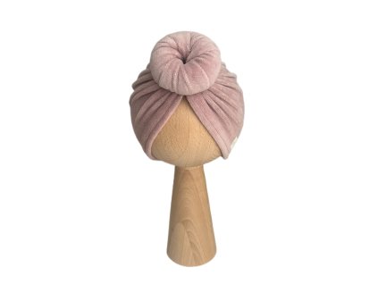 Turban Donut velúr jemná staro ružová