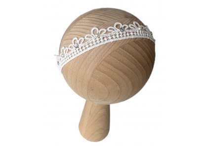 Bezotlaková ozdobná krajková čelenka - korunka s kamienkami a perličkami