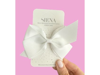 SIENA veľká mašľová sponka - sponka s mašľou veľká - biela