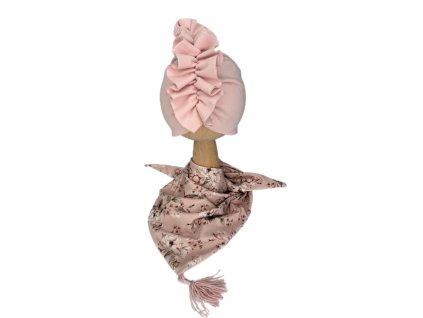 Jesenný set turban s nákrčníkom ružová