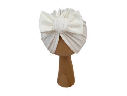 Turban s dvojitou mašličkou bavlna ecru jemná krémová