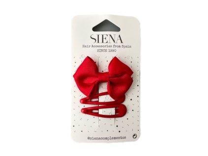SIENA set mašlička a dve hladké sponky - červená