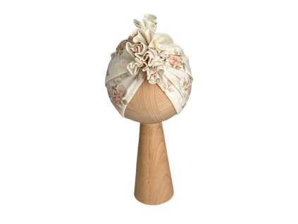 Turban Volánik vintage roses ecru