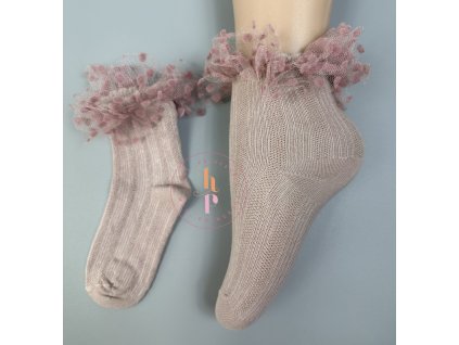 Ponožky Tamia tutu guličkové - staro ružová