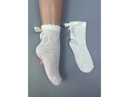 Ponožky dierkované Diana - ecru jemná krémová