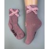 Ponožky Pauli s krajkovou mašličkou - tmavo ružová