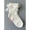 Ponožky Lara dierkové s mašličkou - jemná krémová ecru