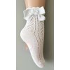 Ponožky Anna dierkové s mašličkou - biela