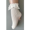 Ponožky Anna dierkové s mašličkou - ecru jemná krémová