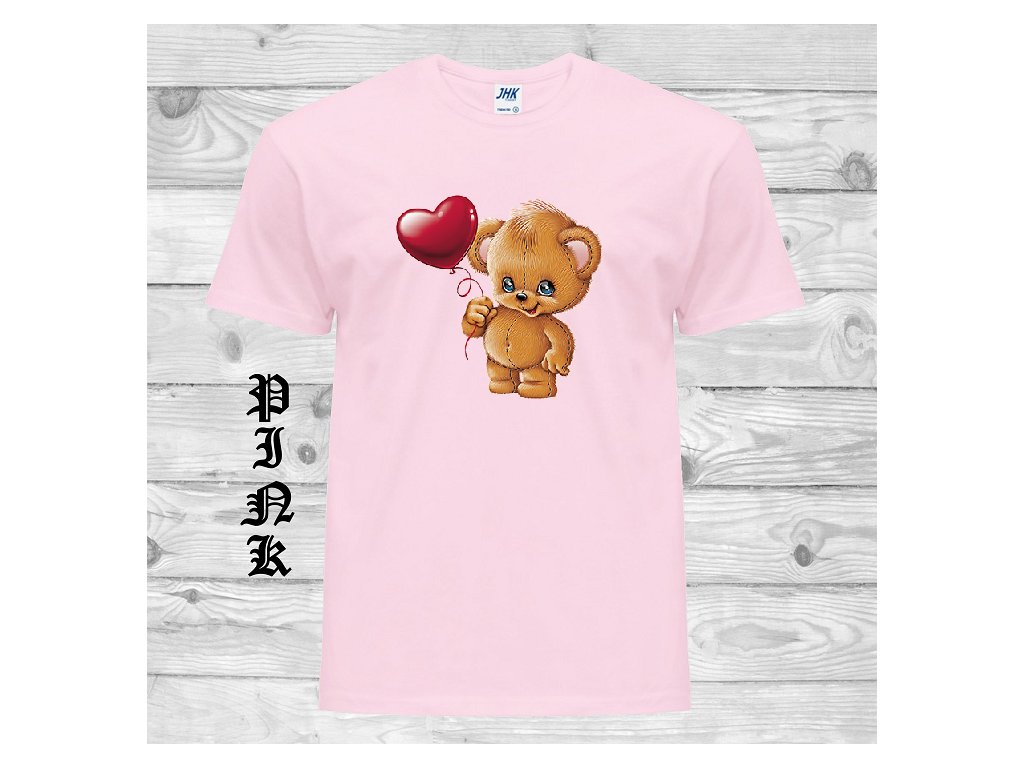 Levné bavlněné dětské tričko s potiskem medvídka a balonku