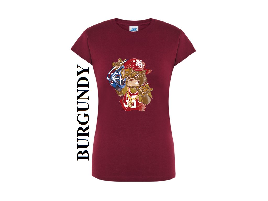 Levné dámské bavlněné tričko s potiskem Hip hopového psa s rádiem