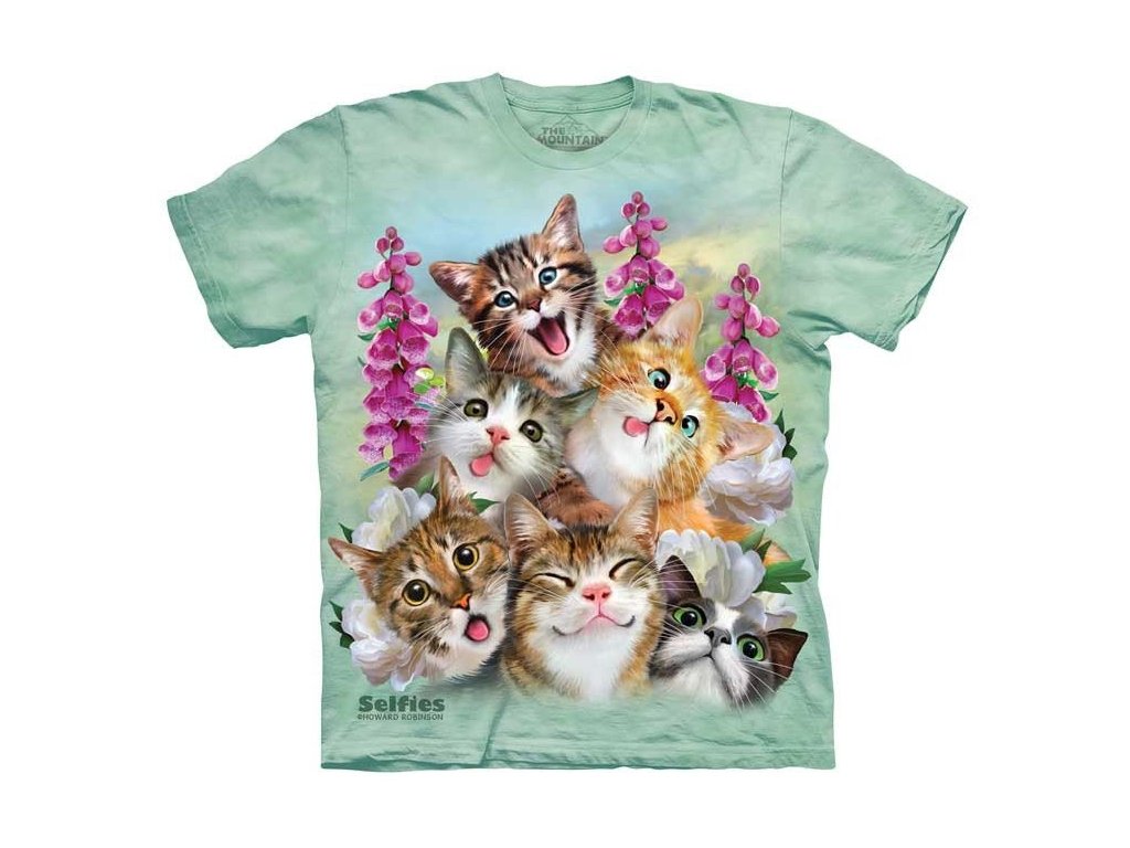 dětské tričko-vtipné-selfie kočiček-potisk-mountain-bavlna