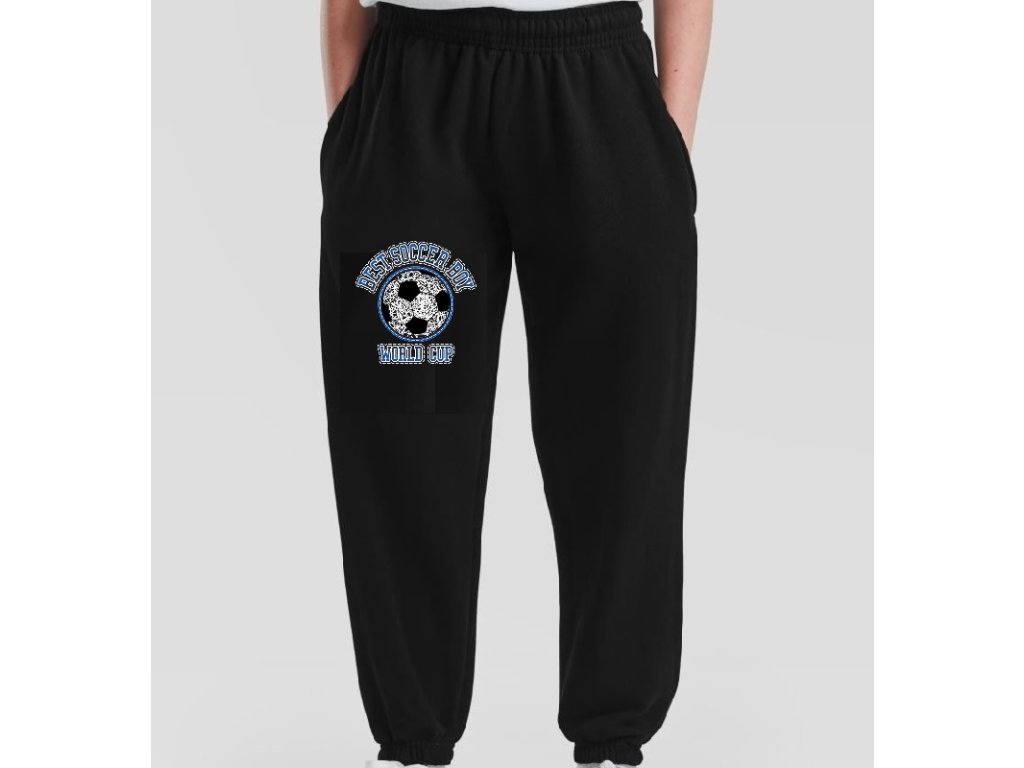 Dětské levné tepláky tmavě modré Nejlepší fotbalista (vel.140 a 164)