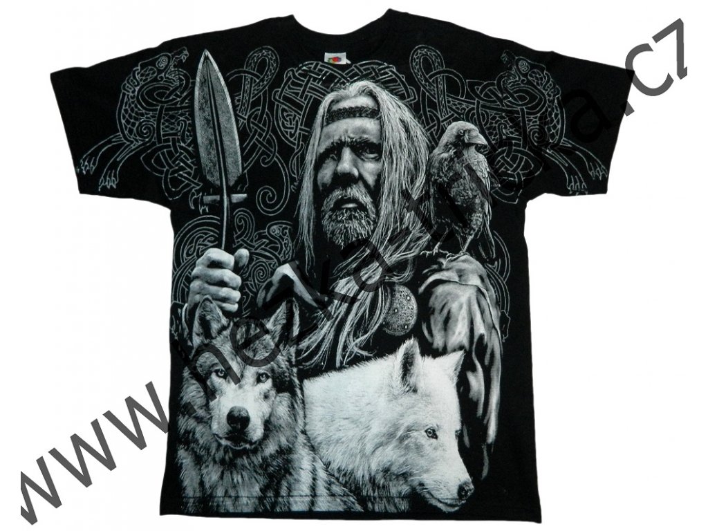 tričko, potisk, viking, vlci, Odin, Valhalla