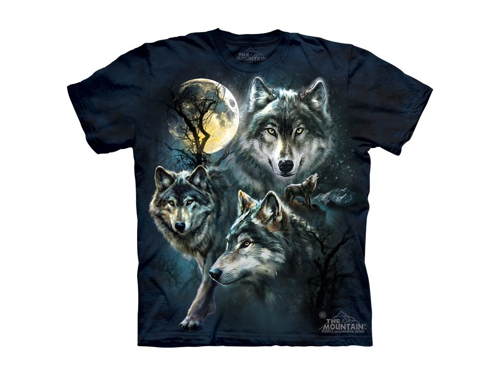 dětské tričko-vlci-batikované-mountain-potisk-bavlna