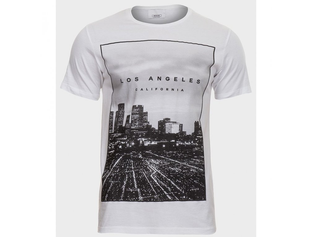pánské, bílé, levné, tričko, potisk, Los Angeles