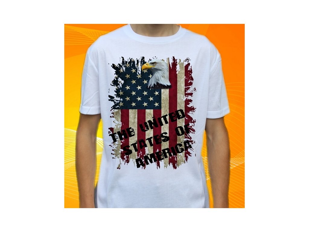Dětské a pánské vtipné tričko s potiskem americké vlajky