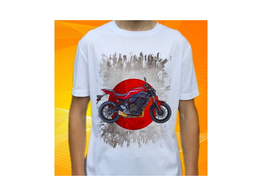 Dětské a pánské tričko s motorkou Yamaha FZ07ABS ČERVENÁ