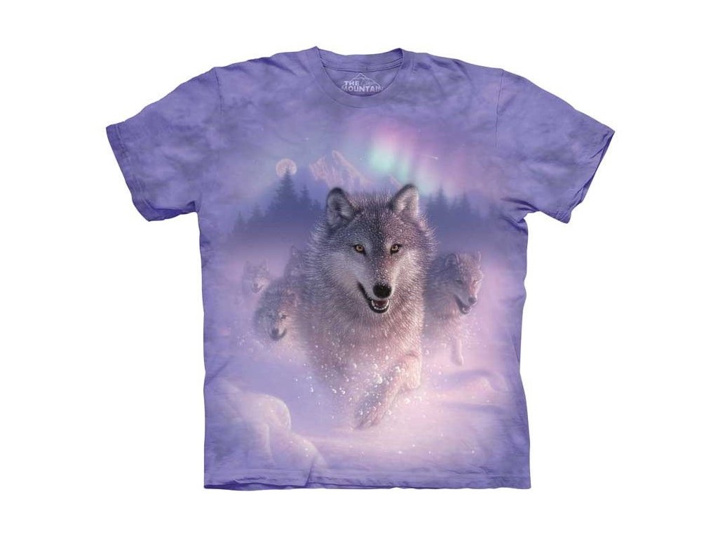 dětské tričko-vlk-polární záře-potisk-mountain-bavlna
