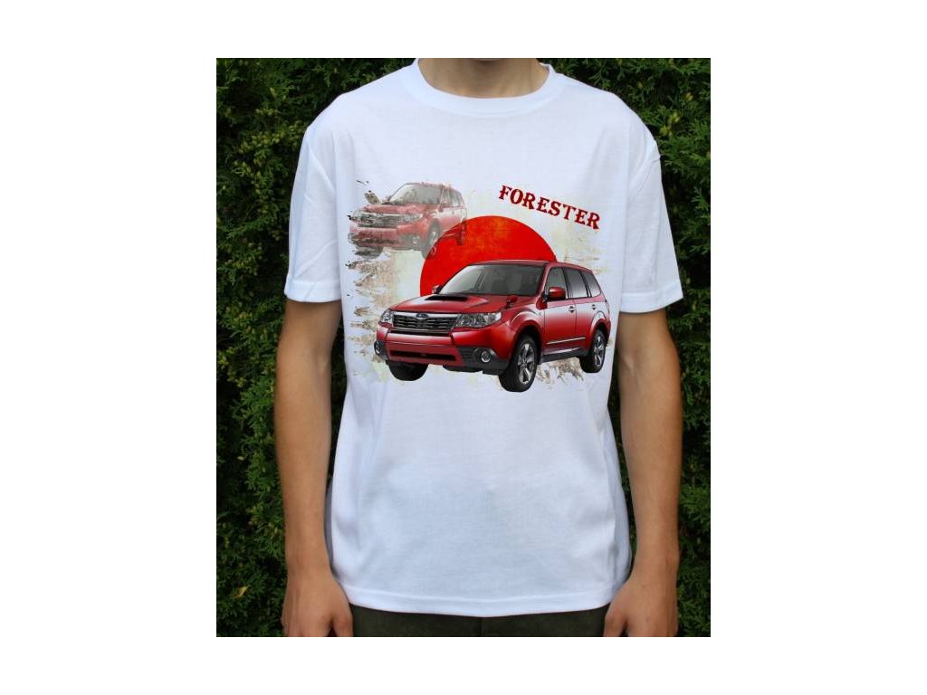 tričko s autem Subaru Forester červená