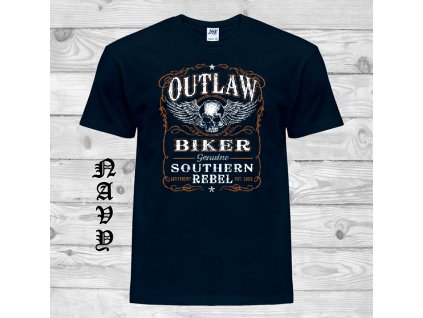tmave modre tricko outlaw biker