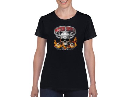 cerne damske tricko motor skull