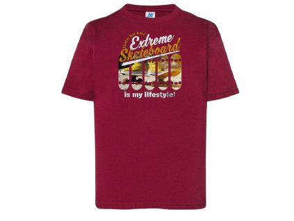 vinove_burgundy_detske_levne_tricko_extremni_skateboard