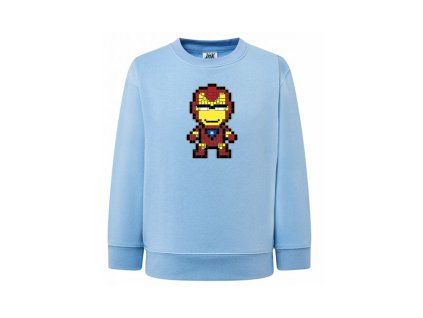 svetle-modra-detska-levna-klasicka-mikina-pixel-Iron-Man