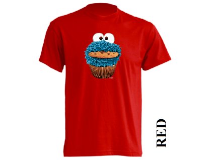 cervene-detske-levne-bavlnene-tricko-cookie-monster