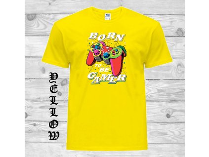 zlute-detske-levne-bavlnene-tricko-gamer-ovladac-her-joystick