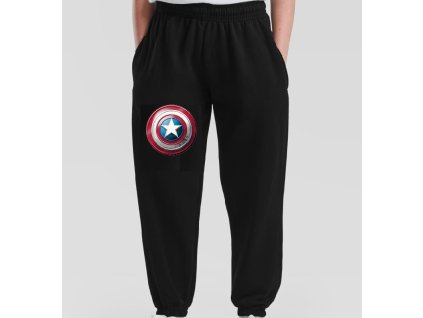 Dětské levné tepláky tmavě modré Štít kapitána Ameriky (vel.140 a 164)