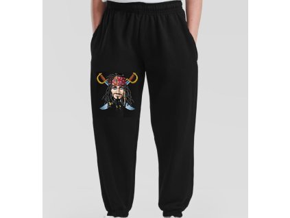 Dětské levné tepláky tmavě modré Pirát Sparrow (vel.140 a 164)