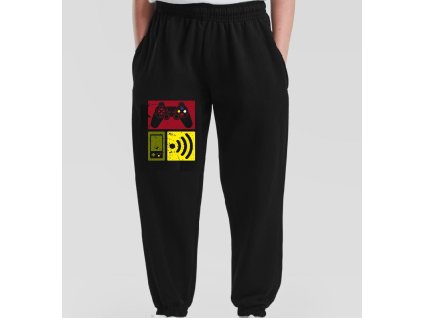 Dětské levné tepláky tmavě modré Gamer (vel.140 a 164)