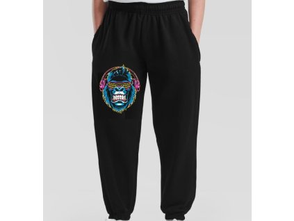 Dětské levné tepláky tmavě modré Neonová opice (vel.140 a 164)