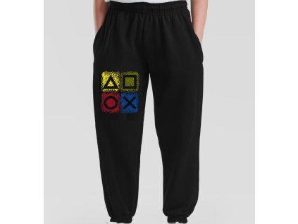 Dětské levné tepláky tmavě modré Playstation (vel.140 a 164)