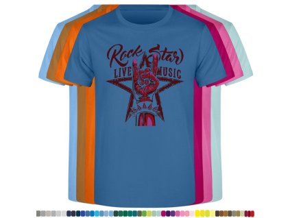 ocelove-modre-levne-bavlnene-tricko-Rock-Star-Live-Music