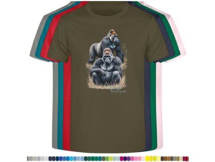 khaki-levne-bavlnene-detske-tricko-potisk-gorily